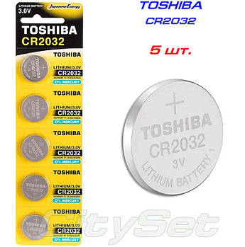 TOSHIBA батарейка CR2032, 3 В, к-ть: 5 шт.