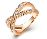 Позолоченное женское кольцо с цирконами код 939