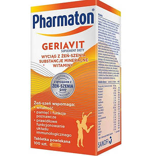 Sanofi, Pharmaton Geriavit мультивітаміни з супер екстрактом женьшеню G115, 100 таб