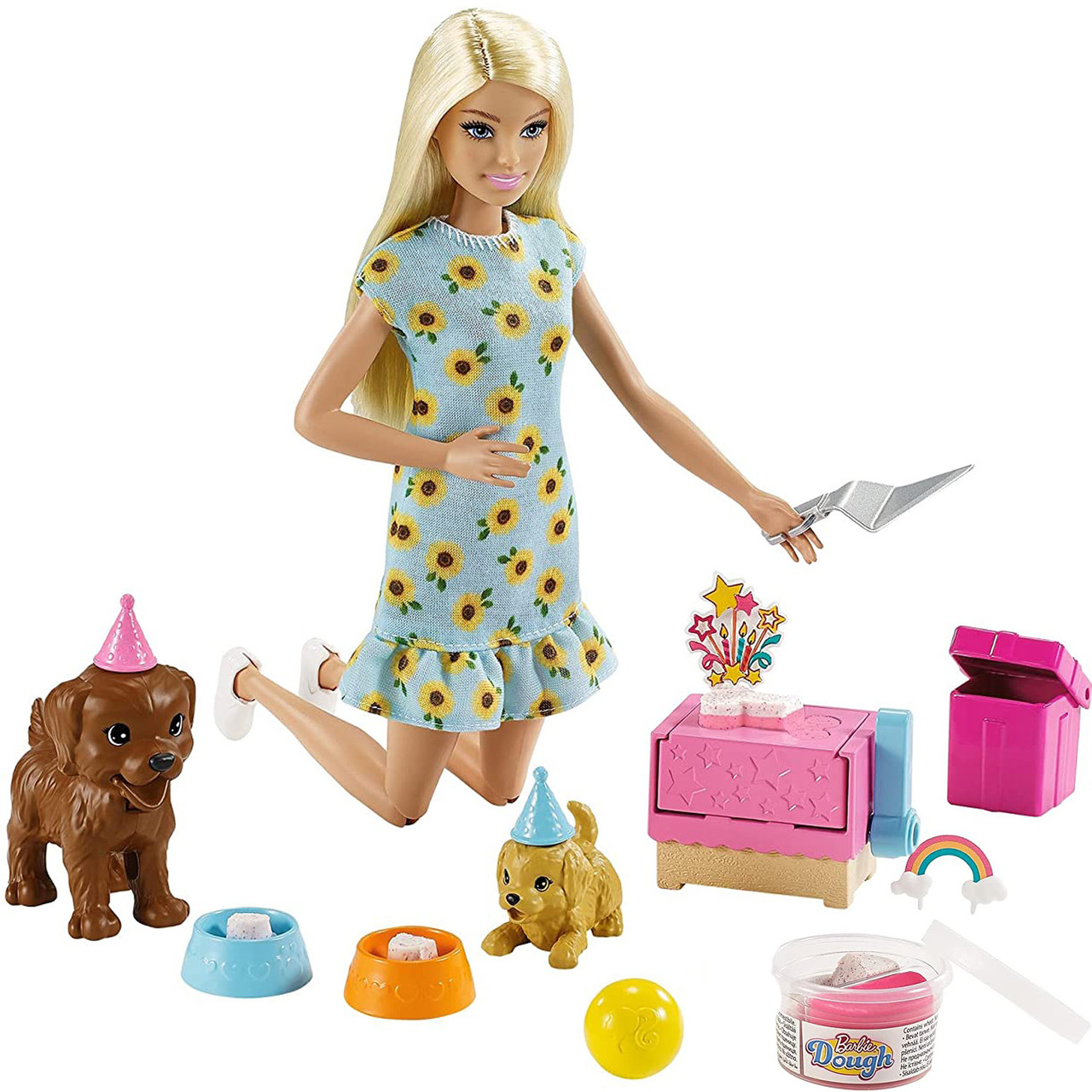 Лялька Барбі блондинка з вихованцями Вечірка для цуценят Barbie GXV75