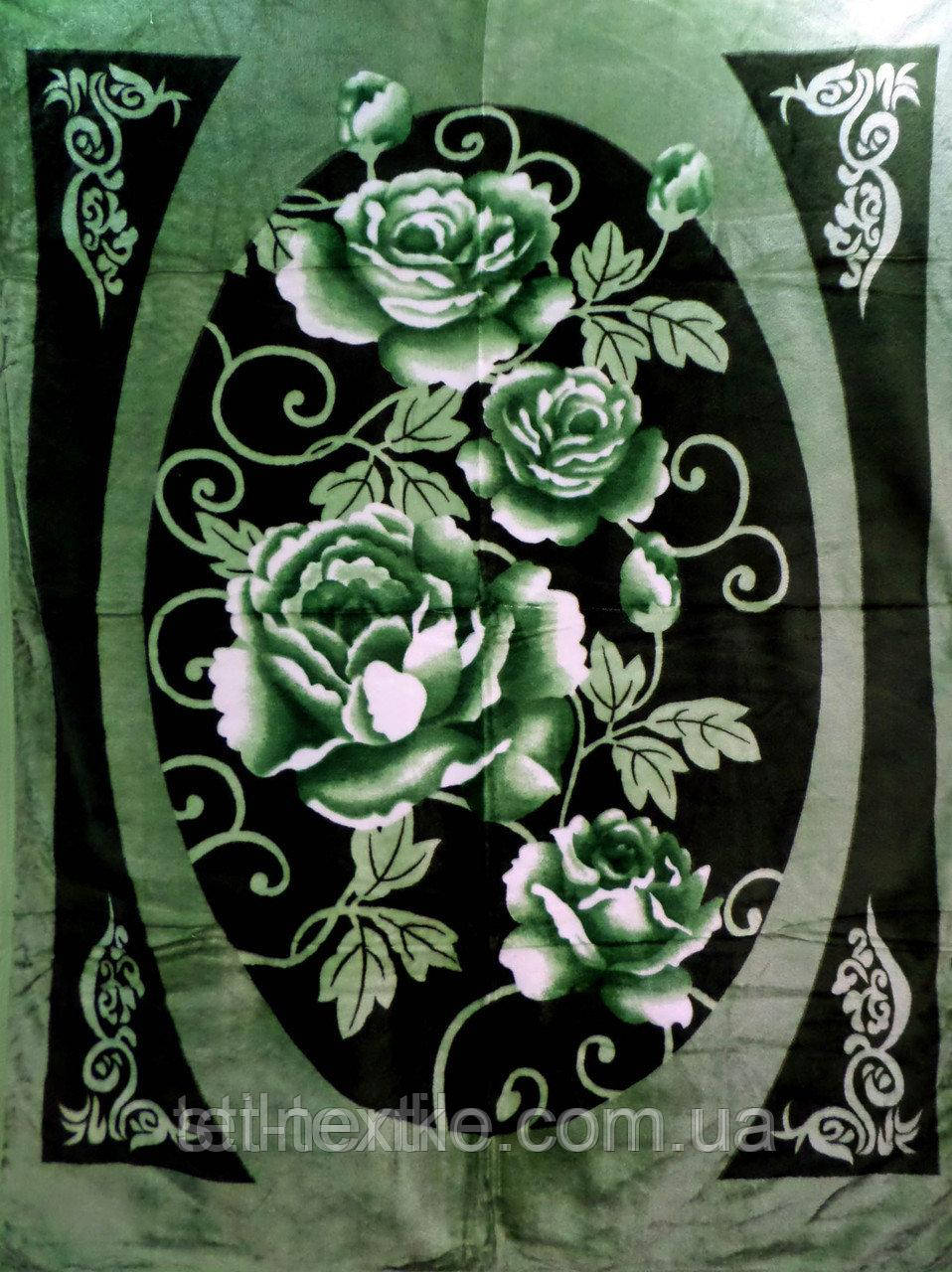 Плед акриловий полегшений True Love Троянди на зеленому 150x200 см