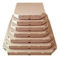 Коробка картонна під піцу квадратна 330х330х38 мм. бура крафт