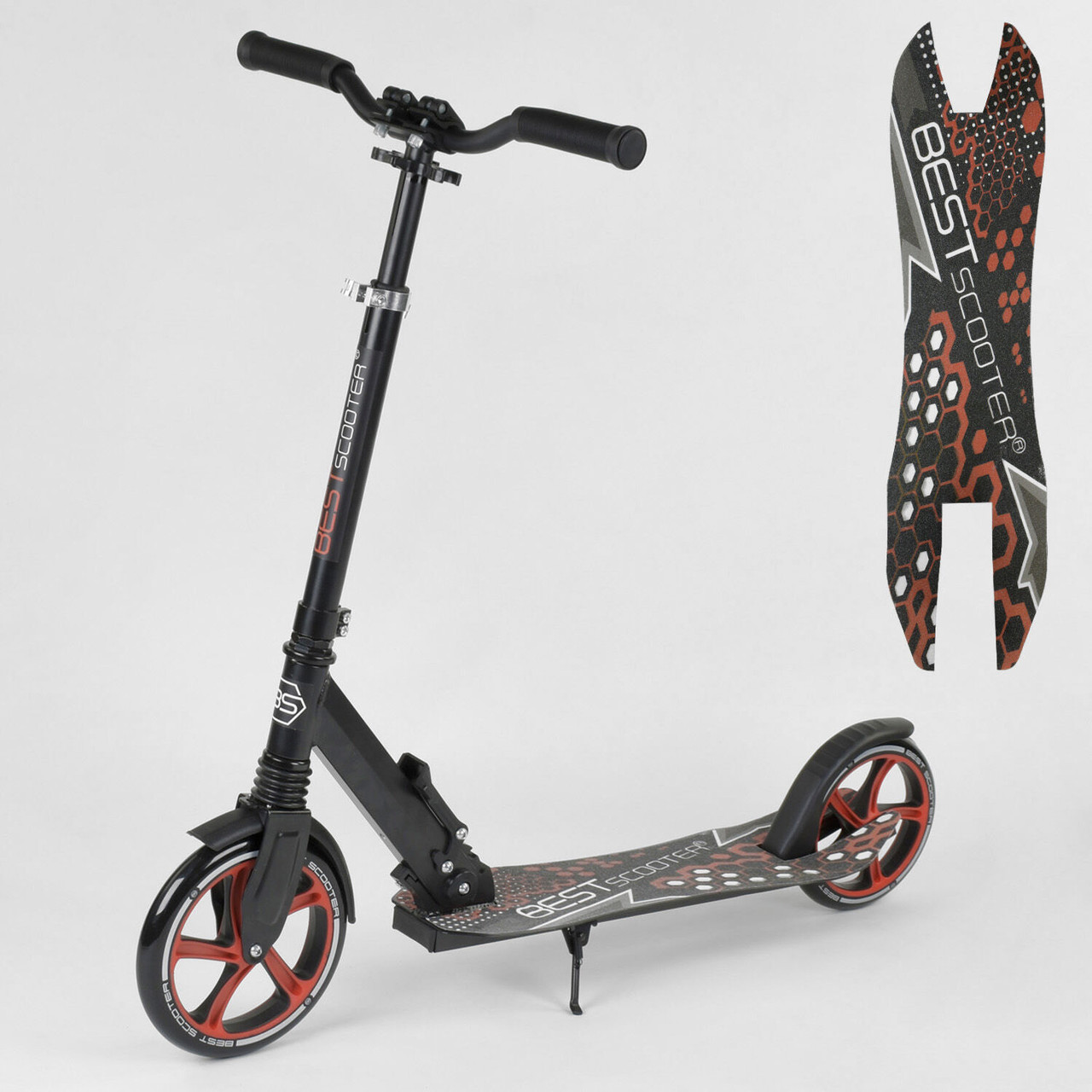 Двоколісний Самокат Best Scooter 88146 складаний, амортизатор переднього колеса, підніжка, фото 1