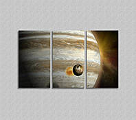 Картина модульная Абстракция Космос Планета Юпитер звезда небо 90х60 из 3-х частей