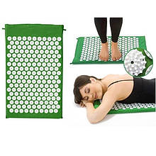 Зелений Аплікатор Кузнєцова Ляпко масажний ВЕЛИКИЙ акупунктурний килимок із подушкою