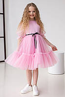 Сукня фатинова для дівчинки Ляля Рожева 104-146 р. Елегантна нарядна сукня для дівчинки