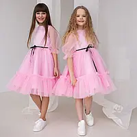 Сукня пишна для дівчинки Ляля Рожева 104-146р. Ошатна сукня для дівчинки Фатинова святкова сукня