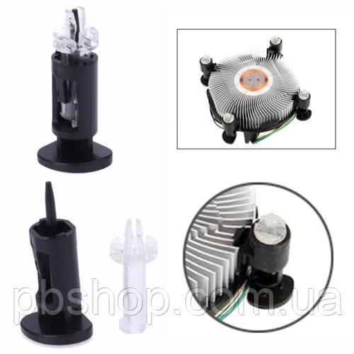 4x Крепление Клипса Ножка Радиатора Кулера LGA 775 1150 1155 1156 1366 ...
