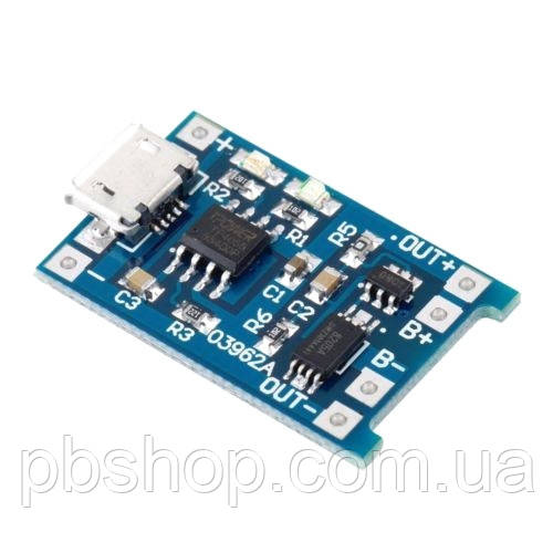 Модуль зарядки літієвих Li-ion батарей від MicroUSB TP4056 і захист DW01