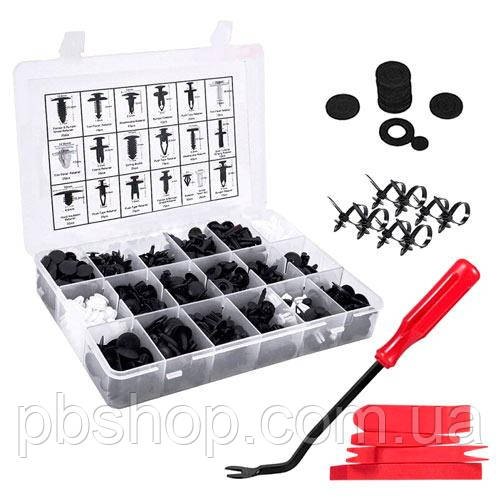 Набір автомобільних кріплень 435шт, пістони, кліпси, комплект знімачів, фото 1