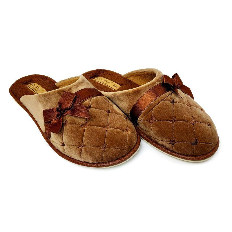 Жіночі кімнатні тапочки Белста велюр фіолетові закриті (бант) 88-1, фото 1