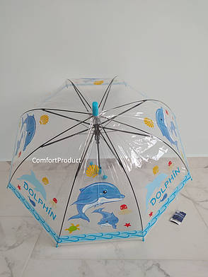 Дитяча прозора парасолька тростина з свистком "Mario", Дельфін, фото 2