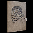 Щоденник А5 формату в шкіряній обкладинці "Сова". Колір бежевий, фото 8