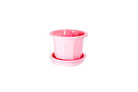 Горшок для цветов пластиковый Ø10*8,5см 0,4л "Тюльпан" (малый низкий) Розовый