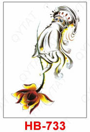 Флеш Тату. 21*15 См. Тимчасова, Перевідна. Руки, Квіти, Півонії, Індійський Стиль, Hb-733 (S), Кольорові