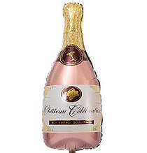 Фольгована кулька велика фігура Бутилка шампанського рожеве золото 103х49см Китай