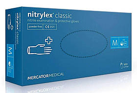 Нітрилові рукавички Nitrylex classic blue Mercator Medical, 100шт, size M