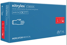 Нітрилові рукавички Nitrylex classic blue Mercator Medical, 100шт, size L