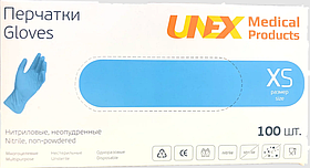 Нітрилова рукавичка UNEX 100шт/уп Синій колір All Size XS-XL