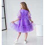 Сукня для дівчинки ошатна Ляля Сирень 140/146 р. Пишна фатинова сукня для дівчаток, фото 5