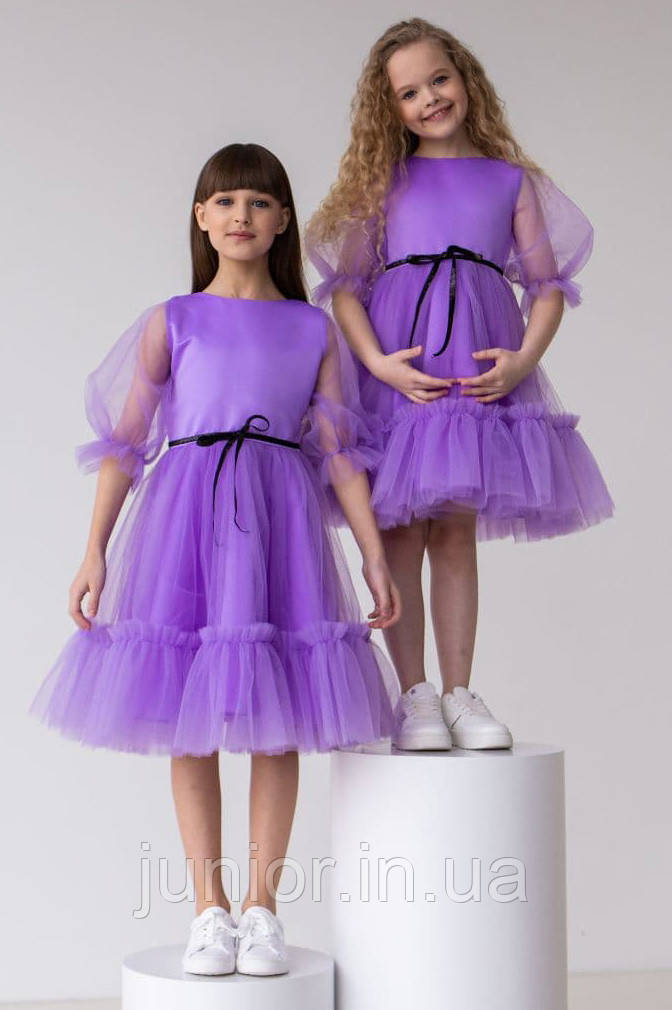 Сукня для дівчинки ошатна Ляля Сирень 140/146 р. Пишна фатинова сукня для дівчаток, фото 1