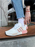 Кросівки жіночі Adidas NMD White Pink білі з рожевими повсякденними легкими, фото 2