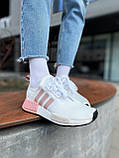 Кросівки жіночі Adidas NMD White Pink білі з рожевими повсякденними легкими, фото 3