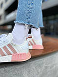 Кросівки жіночі Adidas NMD White Pink білі з рожевими повсякденними легкими, фото 5