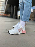 Кросівки жіночі Adidas NMD White Pink білі з рожевими повсякденними легкими, фото 9
