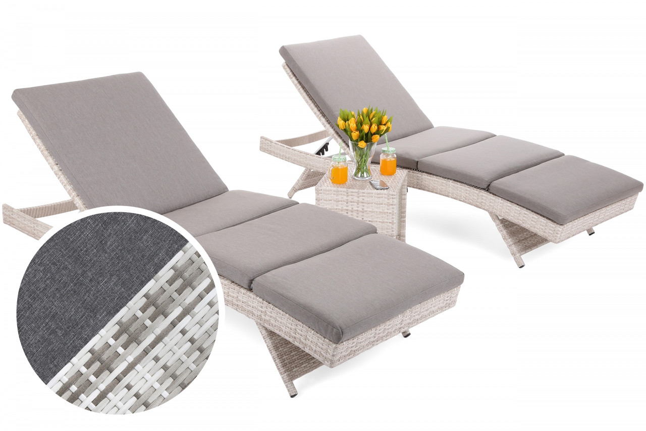 Шезлонг лежак Bora Bora Light Grey зі столиком, фото 1