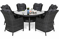 Комплект мебели из техноротанга Bristol Round Elegant 150 cm Grey 6+1