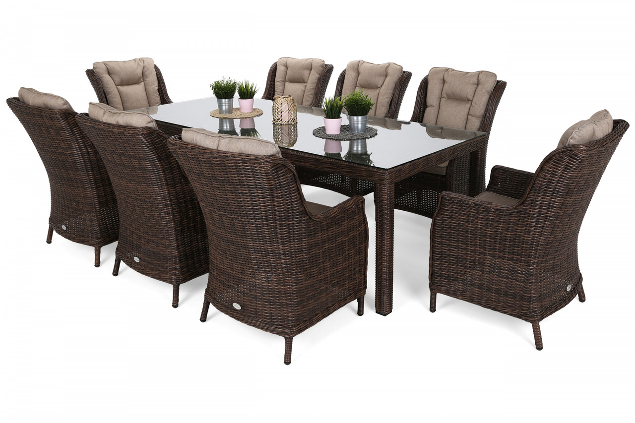 Комплект меблів з техноротангу Bristol 230 cm Brown Mat 8+1
