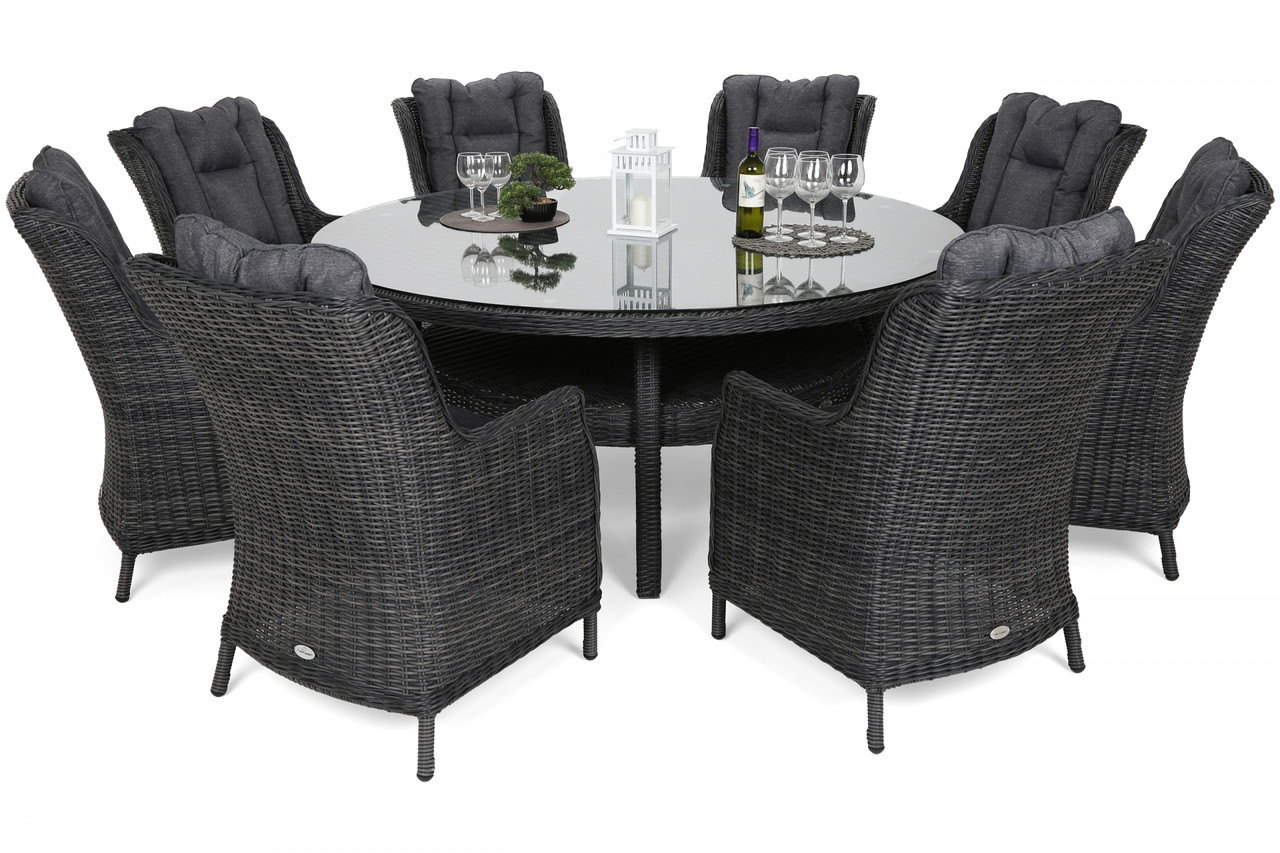 Комплект меблів з техноротанга Bristol Round Elegant 180 cm Grey 8+1