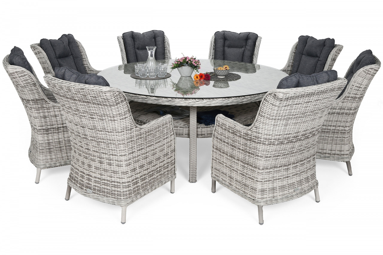 Комплект меблів з техноротангу Bristol Round Elegant 180 cm Light Grey 8+1