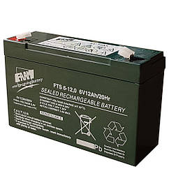 Акумулятор FAAM FTS 6V-12.0A, стаціонарна акумуляторна батарея для джерела безперебійного живлення ДБЖ (UPS)