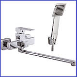 Змішувач для ванни квадратний прямокутний з довгим виливом Haiba Miller 006 (HB0969), фото 3