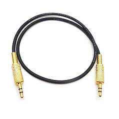 Аудіокабель AUX 3.5 mm jack метал Gold (добряна якість +) у екрані