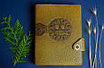 Щоденник А5 формату в шкіряній обкладинці закривається на кнопку "Сонце майя", фото 2