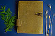 Щоденник А5 формату в шкіряній обкладинці закривається на кнопку "Сонце майя", фото 3