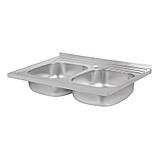 Кухонна раковина Lidz 6080 0.8мм Satin з двома чашами, фото 4