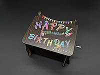 Музыкальная шкатулка шарманка из темного дерева Happy Birthday 12х10х8см шкатулки с Днем рождения