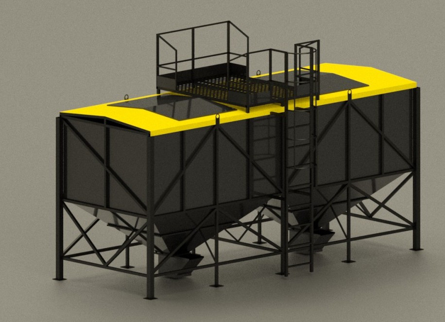 Бункер для пелет 30 м3 для запікання 2 пелетних пальників і зберігання палива.