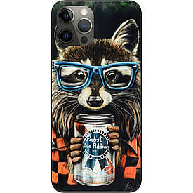 Чохол силіконовий для iPhone 12 Pro з картинкою Єнот в окулярах