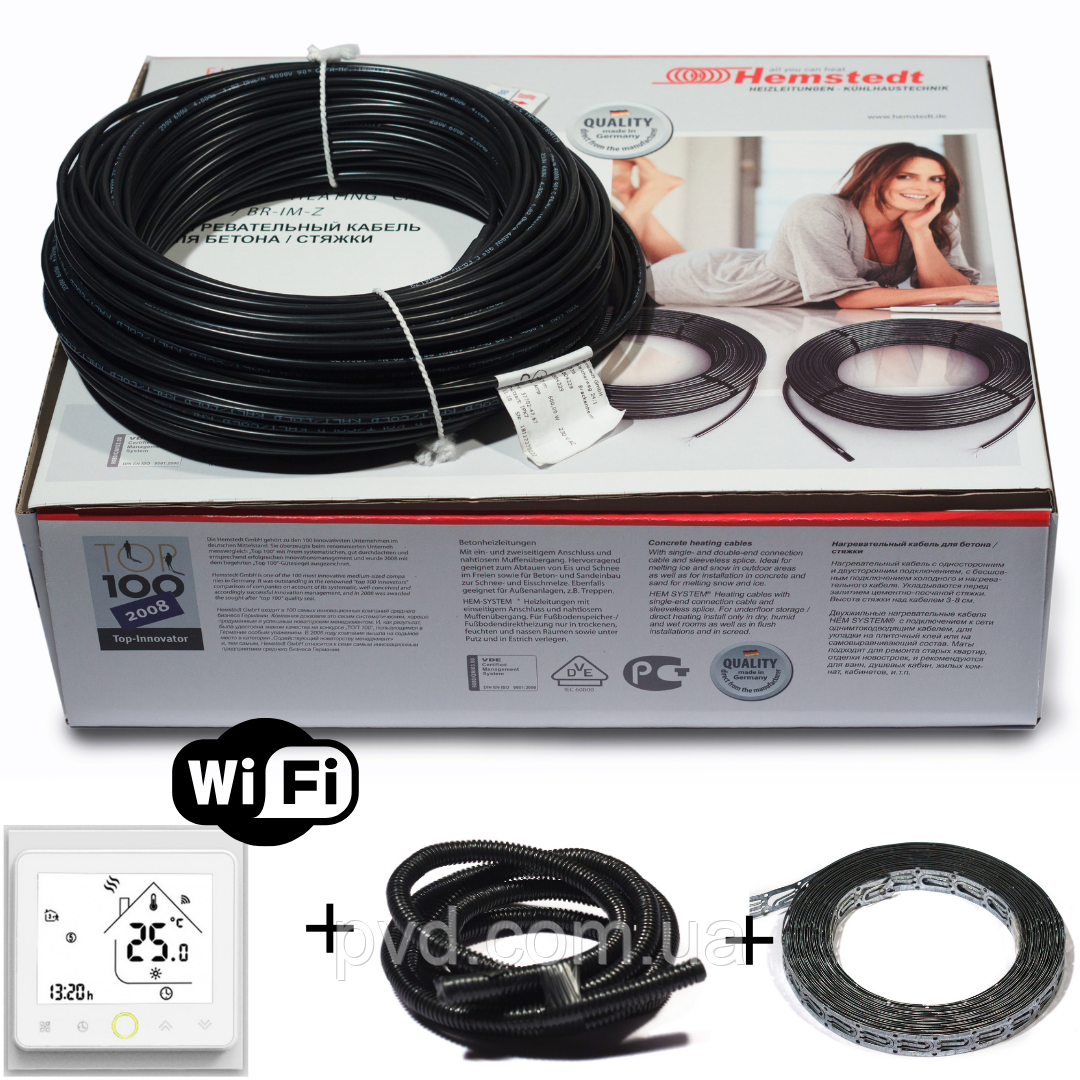 Тепла підлога комплект Wi-Fi терморегулятор + нагрівальний кабель Hemstedt DR - фото 3 - id-p1402520115