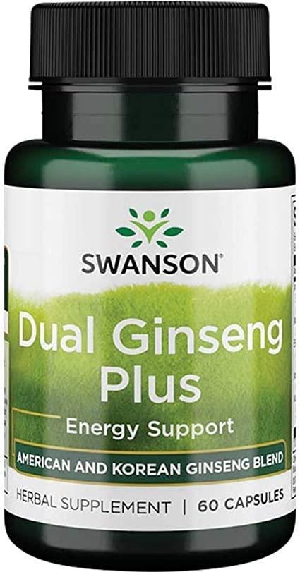 Женьшень Swanson Dual Ginseng Plus 60 Capsules, оригінал, фото 1
