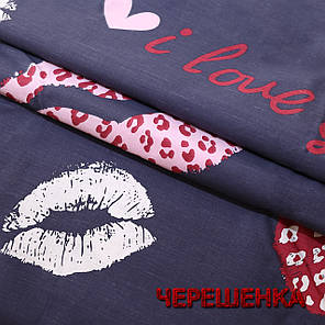 Тканина для постільної білизни 220 см на метраж Бязь "Gold" Lux GL1611A темно-синя з губками, фото 2