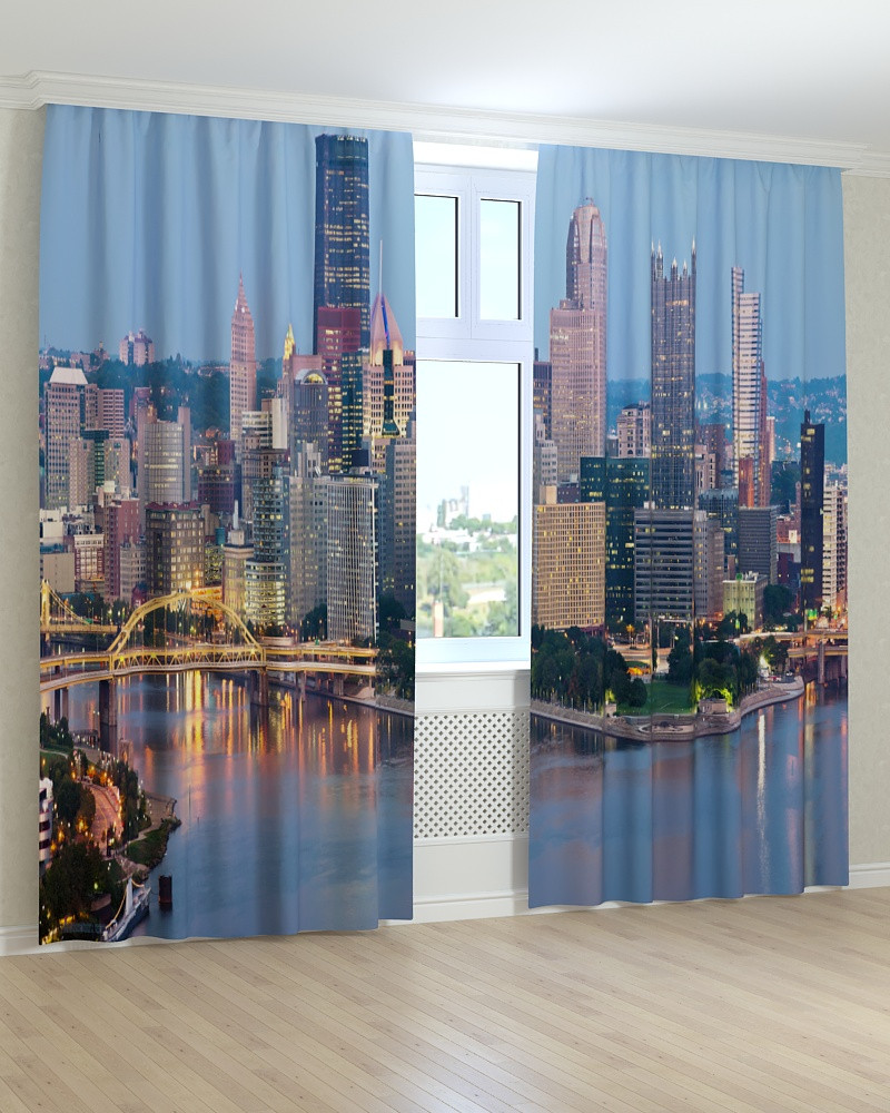 Фото штори місто біля води, фото 1