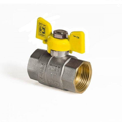 Кран газовий 1" (DN25) Гайка-Гайка "Метелик", "Koer"