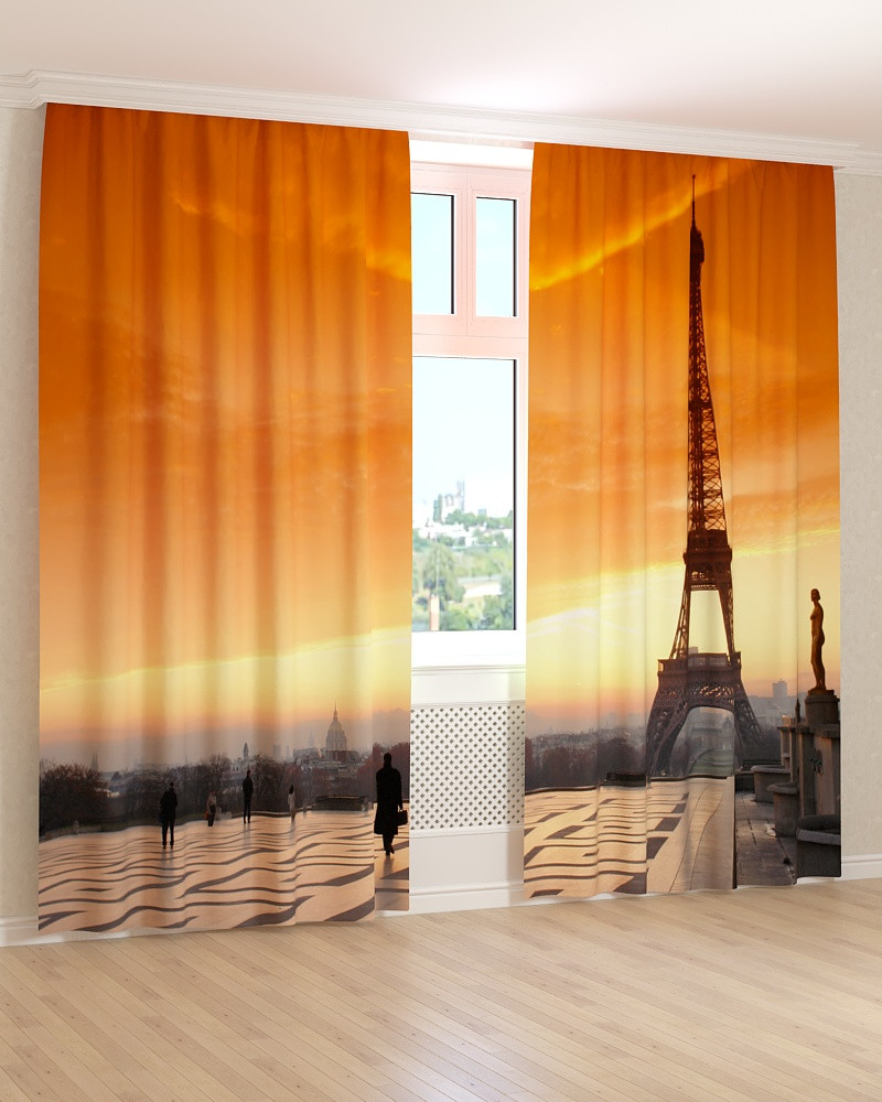 Фото штори жовте небо і Ейфелева Вежа, фото 1