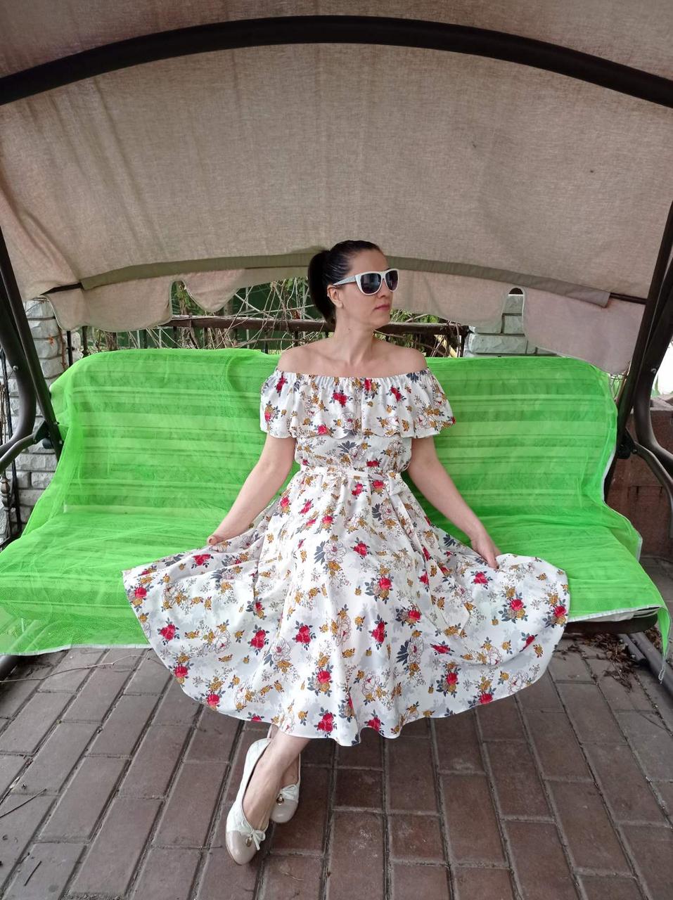 Плаття-міді біле софт, фото 1